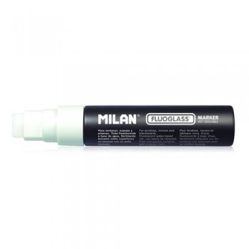 Marcador tiza líquida punta biselada 8-15mm blanco Fluoglass Milan ESENCIALES
