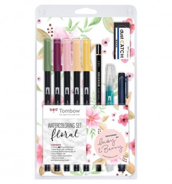 SET LETTERING WATERCOLORING FLORAL TOMBOW
